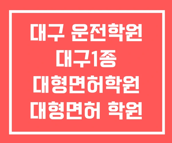 대구 운전학원 대구1종 대형면허학원 대형면허 학원 없이