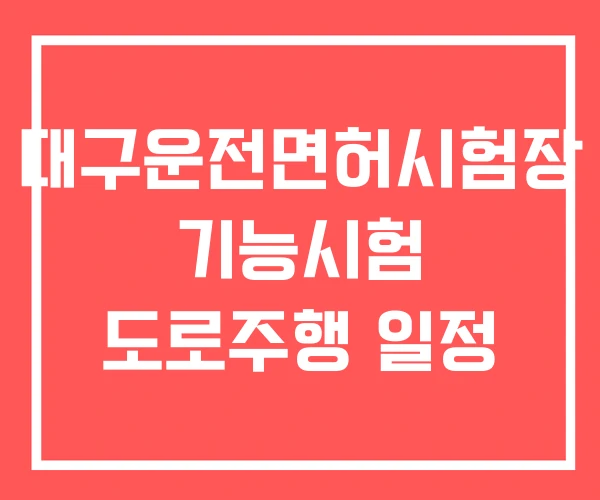 대구운전면허시험장 기능시험 도로주행 일정 대구운전면허시험장 기능시험 도로주행 일정