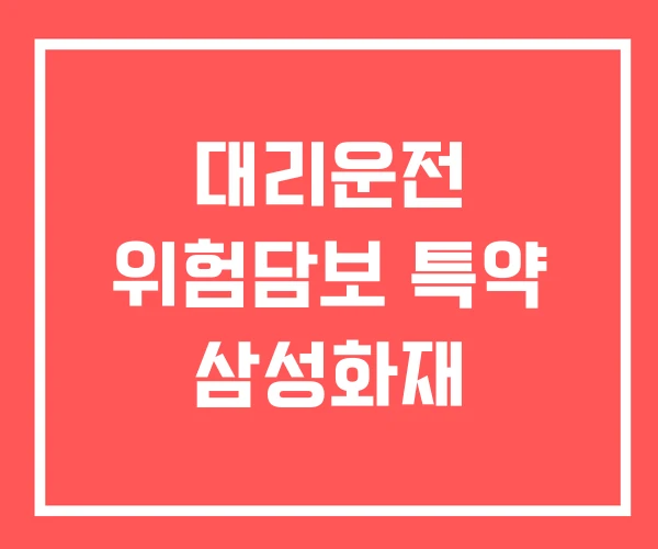 대리운전 위험담보 특약 삼성화재 대리운전 위험담보 특약 삼성화재