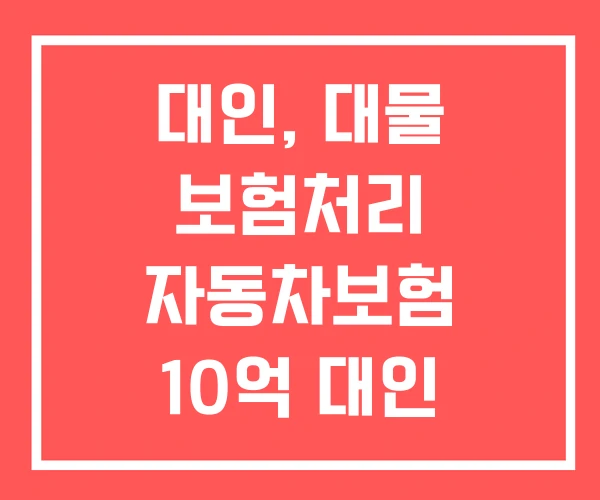 대인, 대물 보험처리 자동차보험 10억 대인