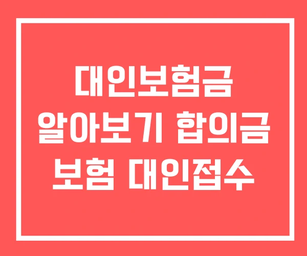 대인보험금 알아보기 합의금 보험 대인접수