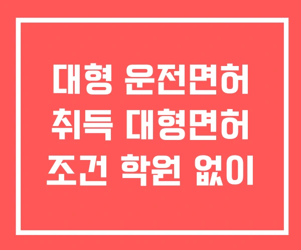 대형 운전면허 취득 대형면허 조건 학원 없이