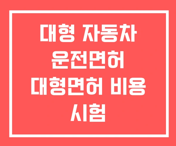 대형 자동차 운전면허 대형면허 비용 시험 대형 자동차 운전면허 대형면허 비용 시험
