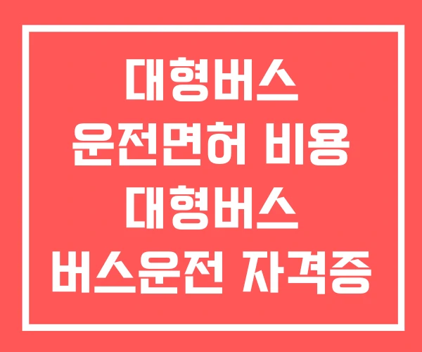 대형버스 운전면허 비용 대형버스 버스운전 자격증