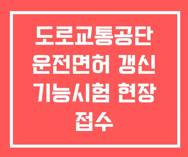 도로교통공단 운전면허 갱신 기능시험 현장 접수