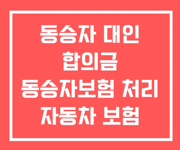 동승자 대인 합의금 동승자보험 처리 자동차 보험