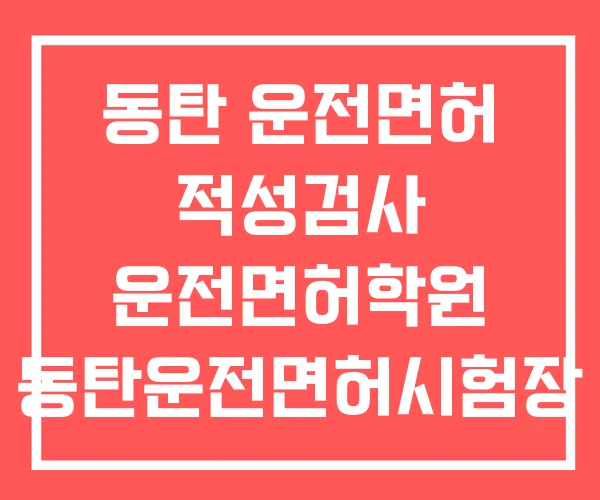 동탄 운전면허 적성검사 운전면허학원 동탄운전면허시험장