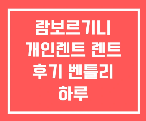 람보르기니 개인렌트 렌트 후기 벤틀리 하루