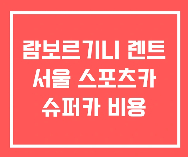 람보르기니 렌트 서울 스포츠카 슈퍼카 비용