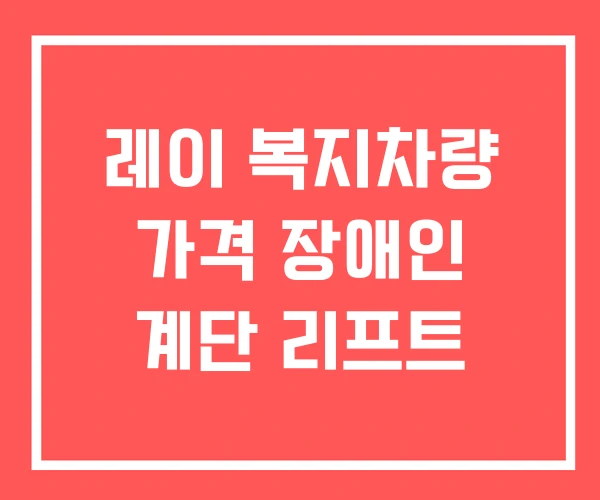레이 복지차량 가격 장애인 계단 리프트