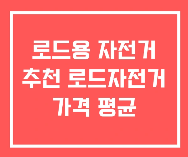 로드용 자전거 추천 로드자전거 가격 평균