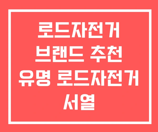 로드자전거 브랜드 추천 유명 로드자전거 서열