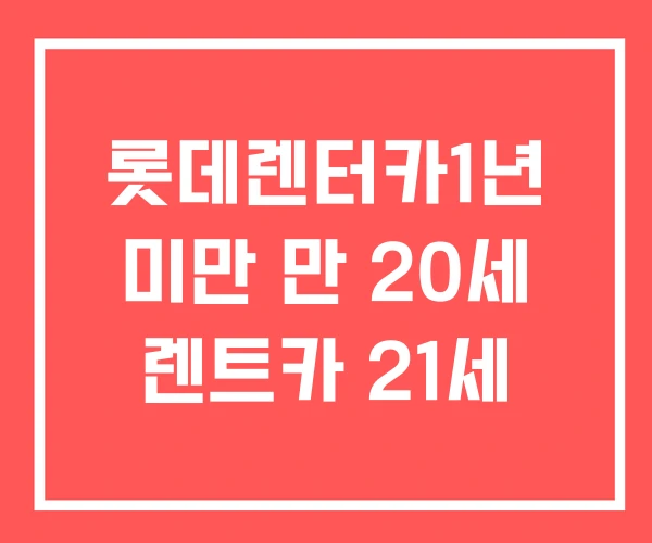 롯데렌터카1년 미만 만 20세 렌트카 21세