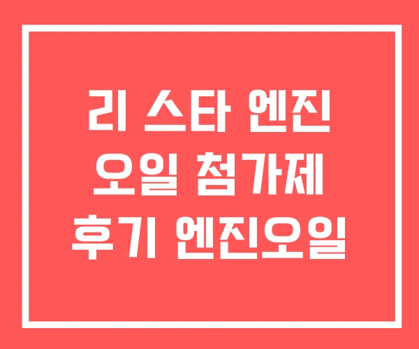 리 스타 엔진 오일 첨가제 후기 엔진오일