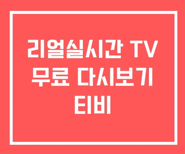리얼실시간 TV 무료 다시보기 티비