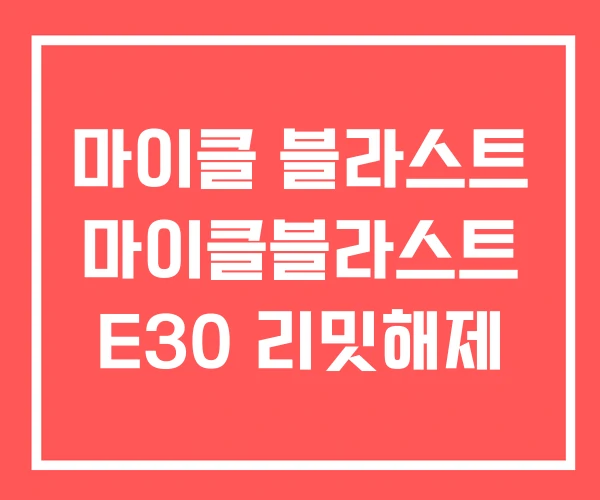 마이클 블라스트 마이클블라스트 E30 리밋해제