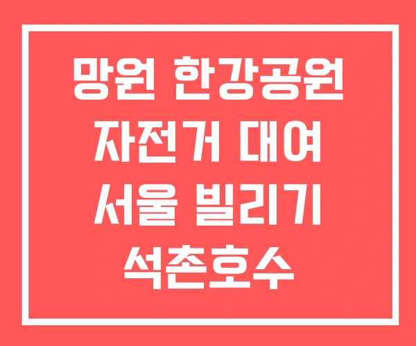 망원 한강공원 자전거 대여 서울 빌리기 석촌호수
