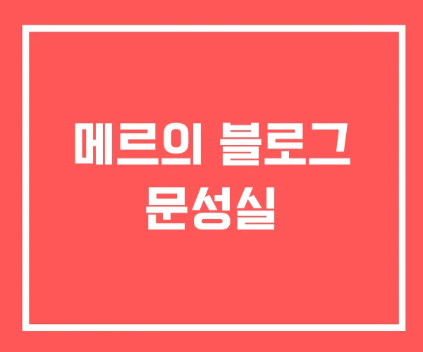 메르의 블로그 문성실