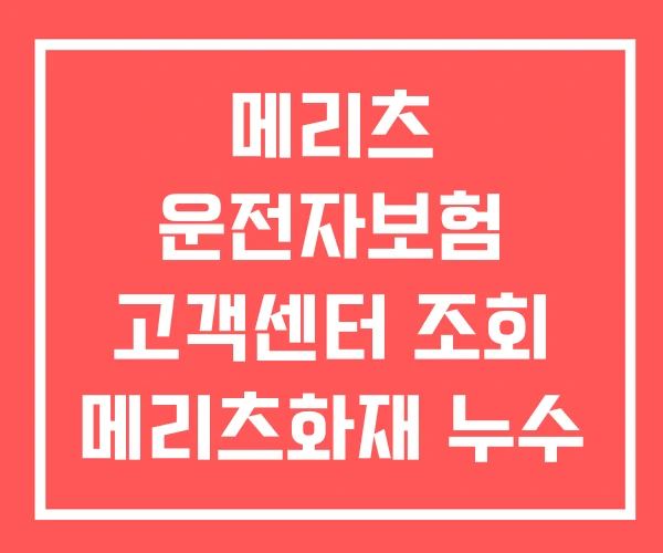 메리츠 운전자보험 고객센터 조회 메리츠화재 누수
