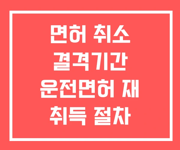 면허 취소 결격기간 운전면허 재 취득 절차 운전면허취소