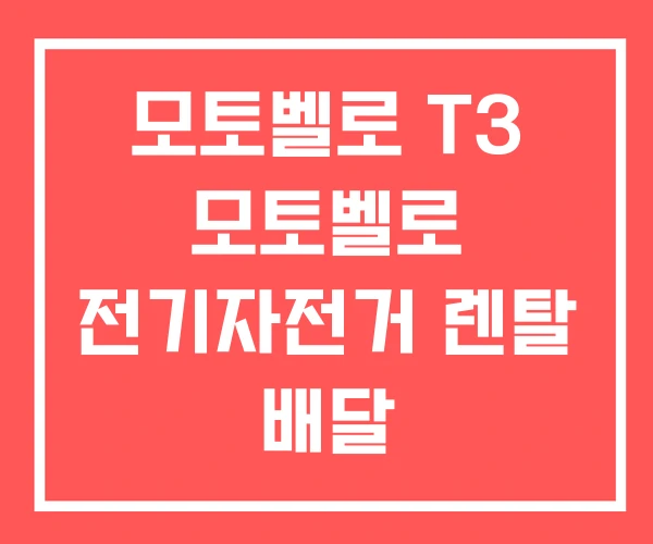 모토벨로 T3 모토벨로 전기자전거 렌탈 배달