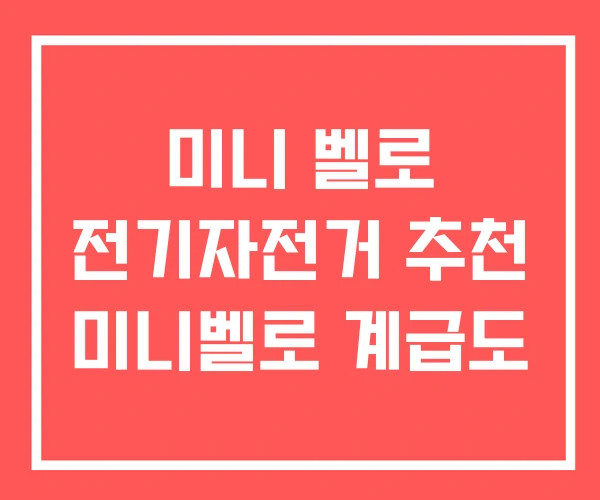 미니 벨로 전기자전거 추천 미니벨로 계급도