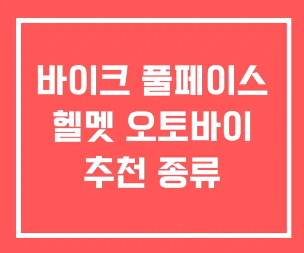 바이크 풀페이스 헬멧 오토바이 추천 종류