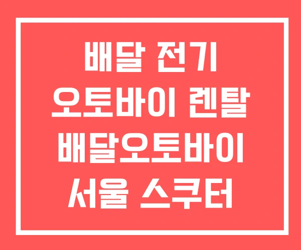 배달 전기 오토바이 렌탈 배달오토바이 서울 스쿠터 대여
