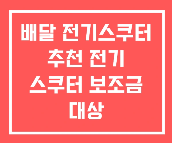 배달 전기스쿠터 추천 전기 스쿠터 보조금 대상