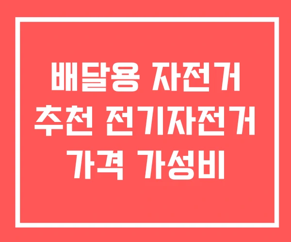 배달용 자전거 추천 전기자전거 가격 가성비