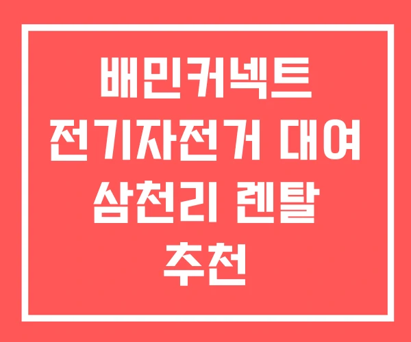 배민커넥트 전기자전거 대여 삼천리 렌탈 추천