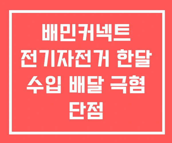 배민커넥트 전기자전거 한달 수입 배달 극혐 단점