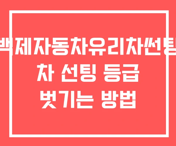 백제자동차유리차썬팅 차 선팅 등급 벗기는 방법