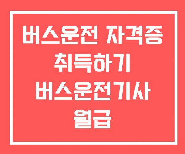 버스운전 자격증 취득하기 버스운전기사 월급 버스운전 자격증 취득하기 버스운전기사 월급