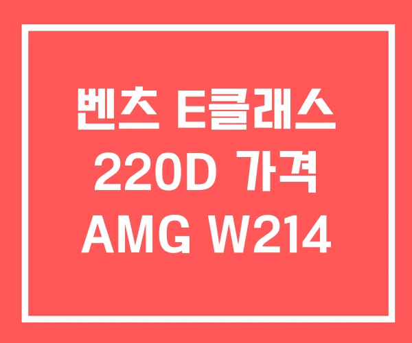 벤츠 E클래스 220D 가격 AMG W214 벤츠 E클래스 220D 가격 AMG W214