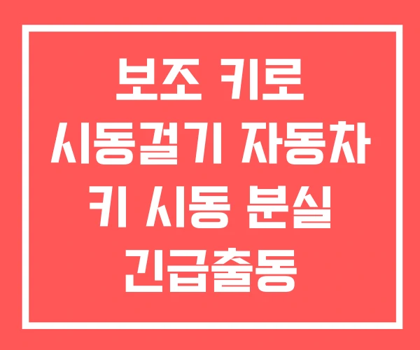 보조 키로 시동걸기 자동차 키 시동 분실 긴급출동
