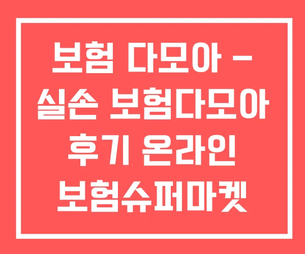 보험 다모아 – 실손 보험다모아 후기 온라인 보험슈퍼마켓