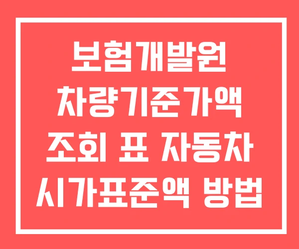 보험개발원 차량기준가액 조회 표 자동차 시가표준액 방법