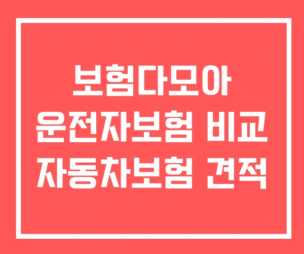 보험다모아 운전자보험 비교 자동차보험 견적