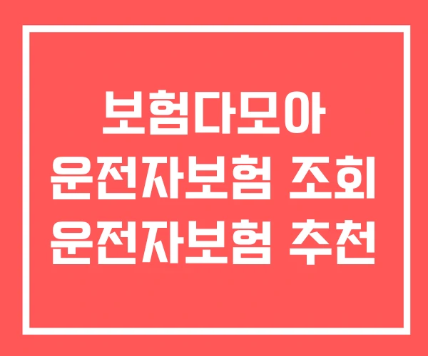 보험다모아 운전자보험 조회 운전자보험 추천