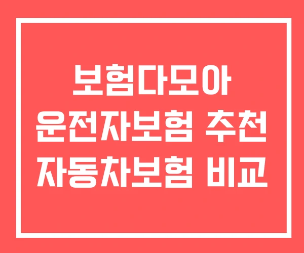 보험다모아 운전자보험 추천 자동차보험 비교