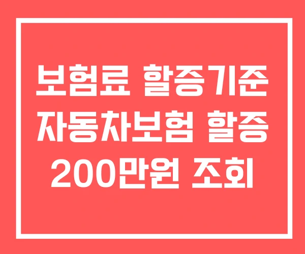 보험료 할증기준 자동차보험 할증 200만원 조회