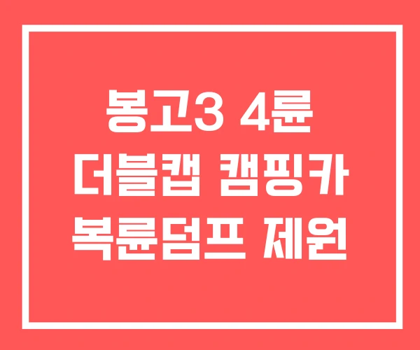 봉고3 4륜 더블캡 캠핑카 복륜덤프 제원 봉고3 4륜 더블캡 캠핑카 복륜덤프 제원