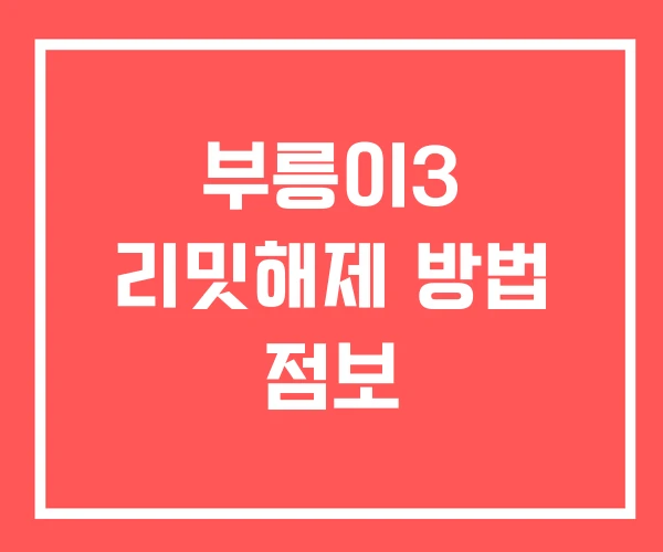 부릉이3 리밋해제 방법 점보