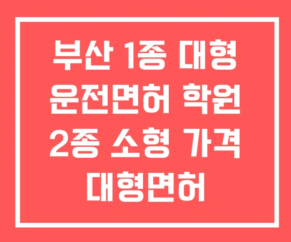 부산 1종 대형 운전면허 학원 2종 소형 가격 대형면허