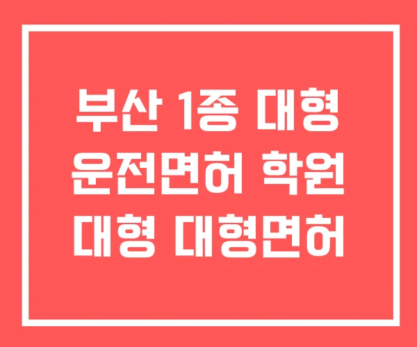 부산 1종 대형 운전면허 학원 대형 대형면허