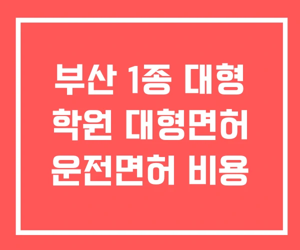 부산 1종 대형 학원 대형면허 운전면허 비용