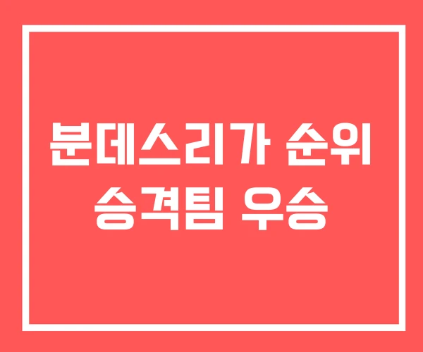 분데스리가 순위 승격팀 우승