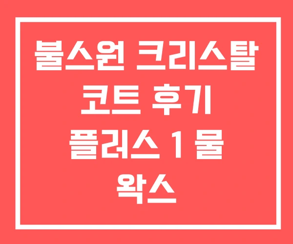 불스원 크리스탈 코트 후기 플러스 1 물 왁스