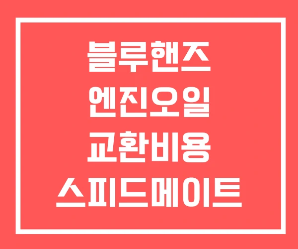 블루핸즈 엔진오일 교환비용 스피드메이트 교환 비용 가격표